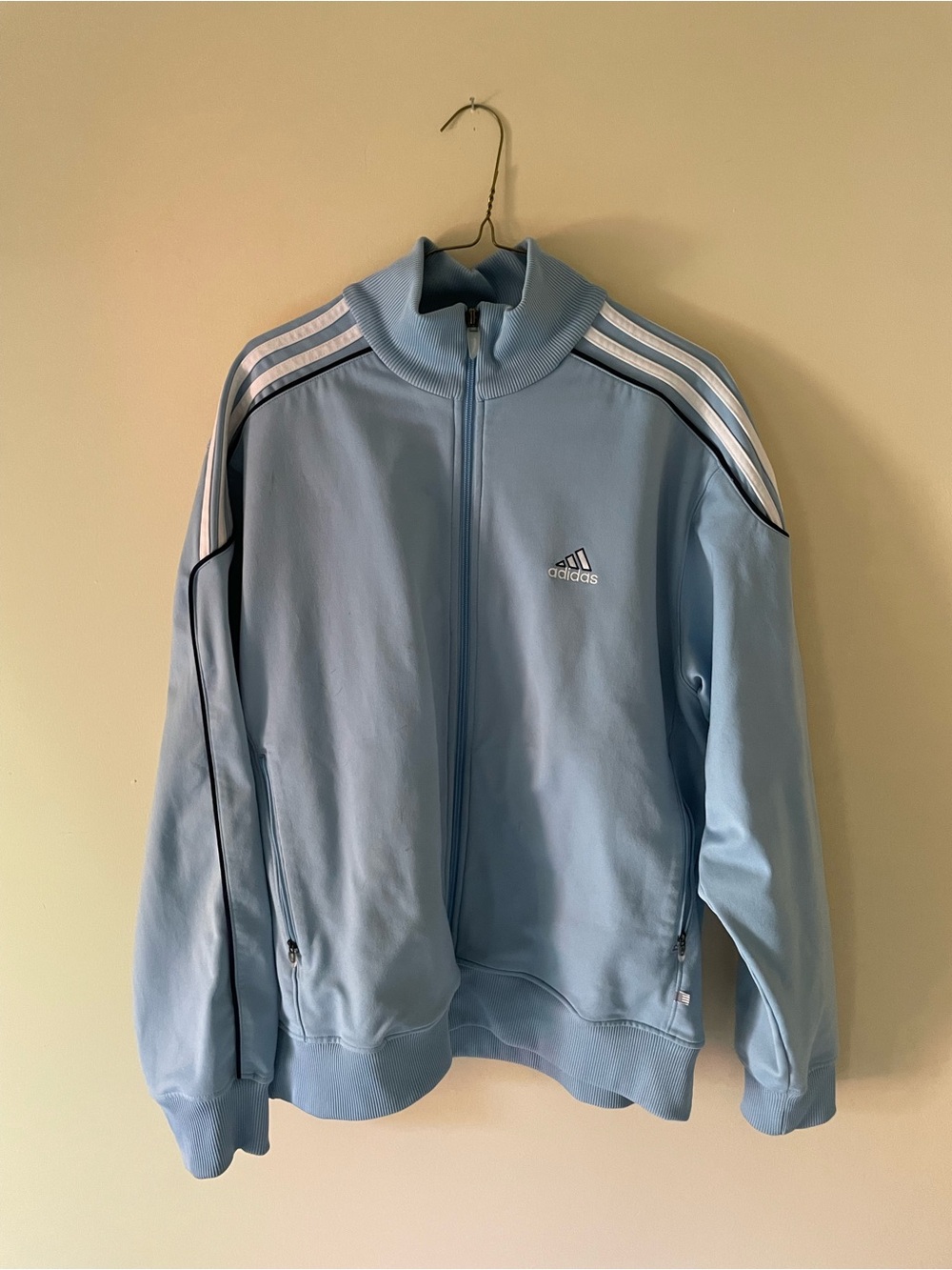 adidas Powder Blue Track Jacket with White Stripes